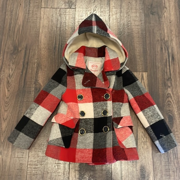 Plaid toddler peacoat. - Picture 2 of 4